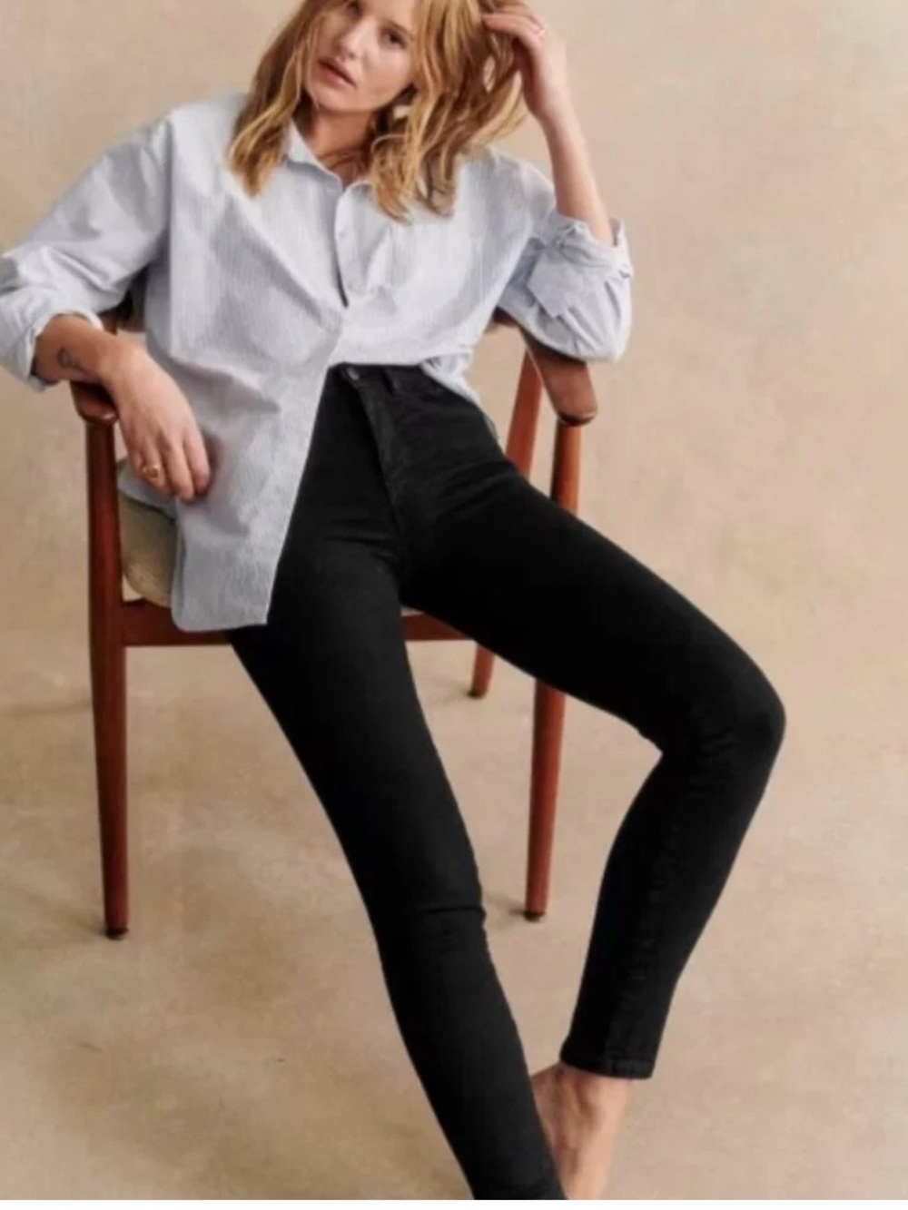 Sezane Skinny Denim Black Jeans